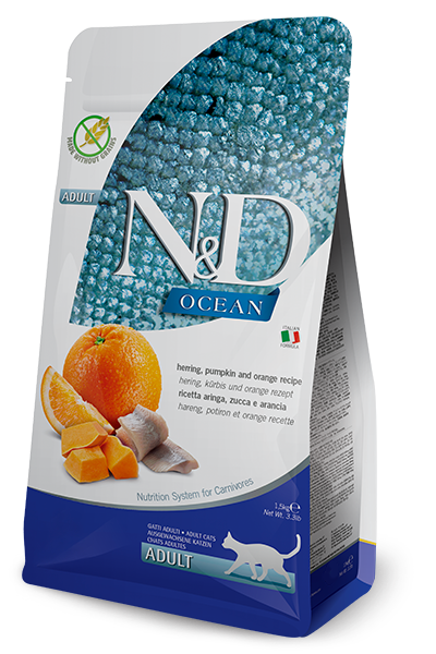 Farmina N&amp;D Ocean Herring, Pumpkin, and Orange Dry Cat Food, Size: 3.3lb