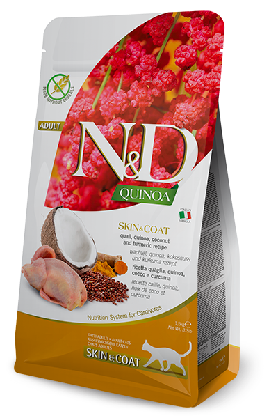 Farmina N&amp;D Skin and Coat Support Quail Dry Cat Food, Package Size: 3.3lb