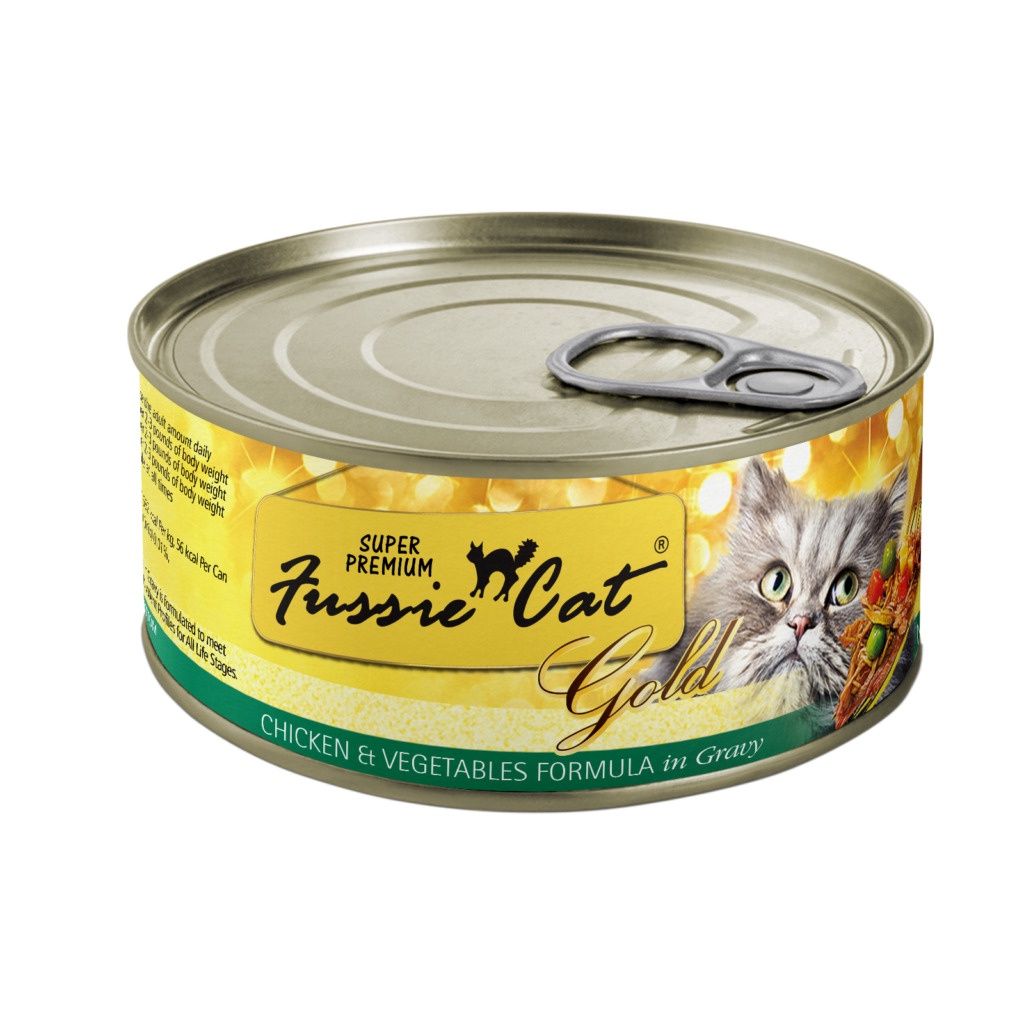 Fussie Cat Gold Chicken with Vegetables in Gravy Wet Cat Food, Size: 2.82oz