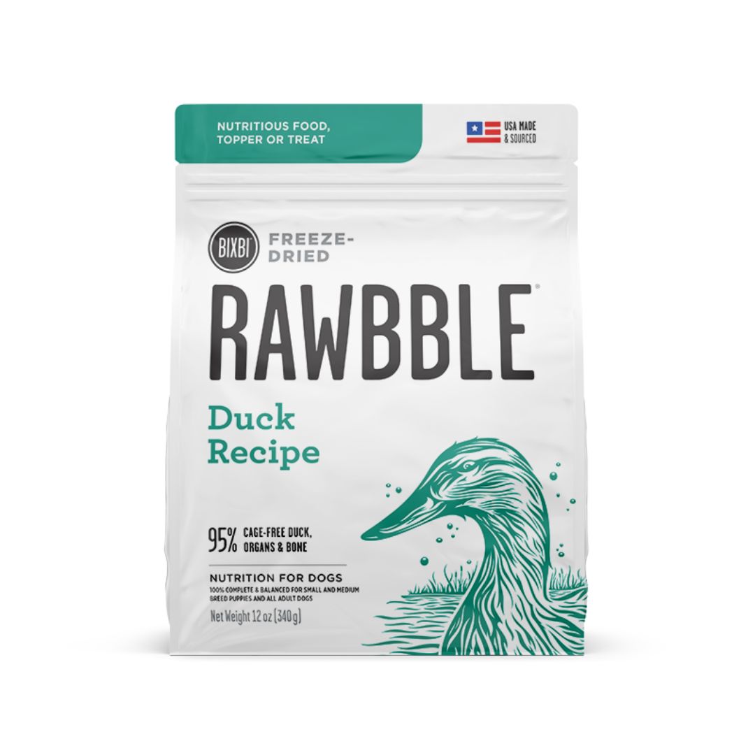 BIXBI Rawbble Duck Recipe Freeze-Dried Food for Dogs, Package Size: 4.5 oz.