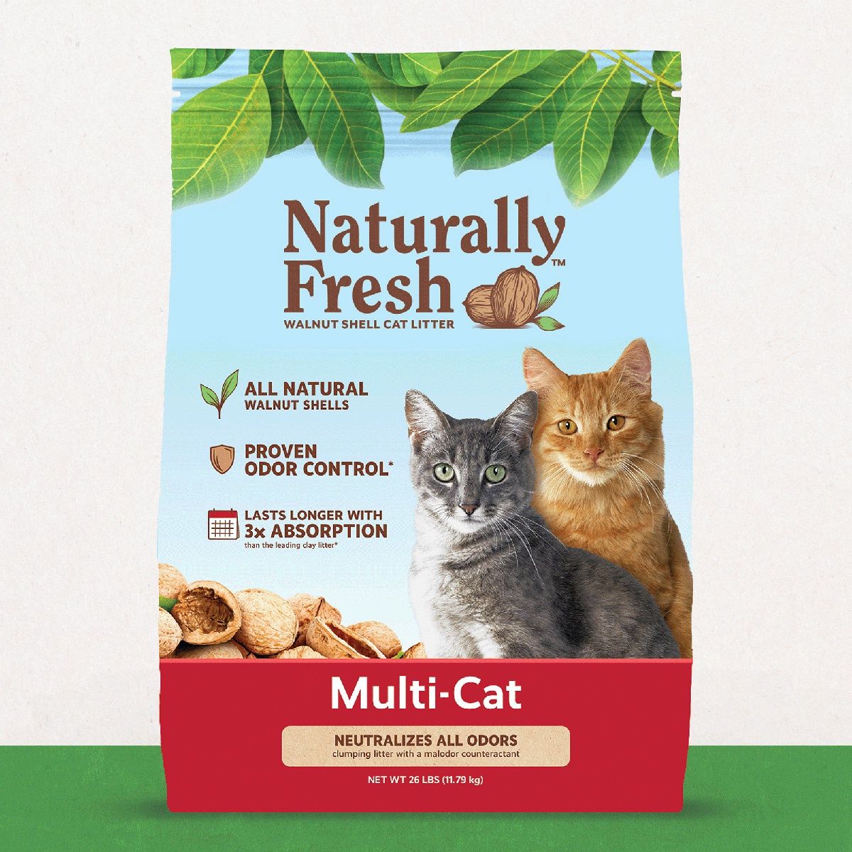 Naturally Fresh Walnut Shell Multi Cat Clumping Litter, Size: 26lb