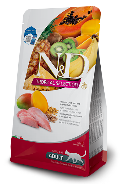 Farmina N&amp;D Tropical Select Chick/Spelt/Oats/Fruits Dry Cat Food, Size: 3.3lb