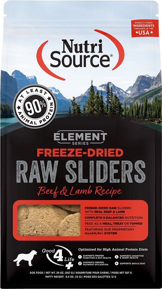 NutriSource Element Freeze Dried Raw Beef &amp; Lamb Dog Food, Size: 20 oz. Sliders