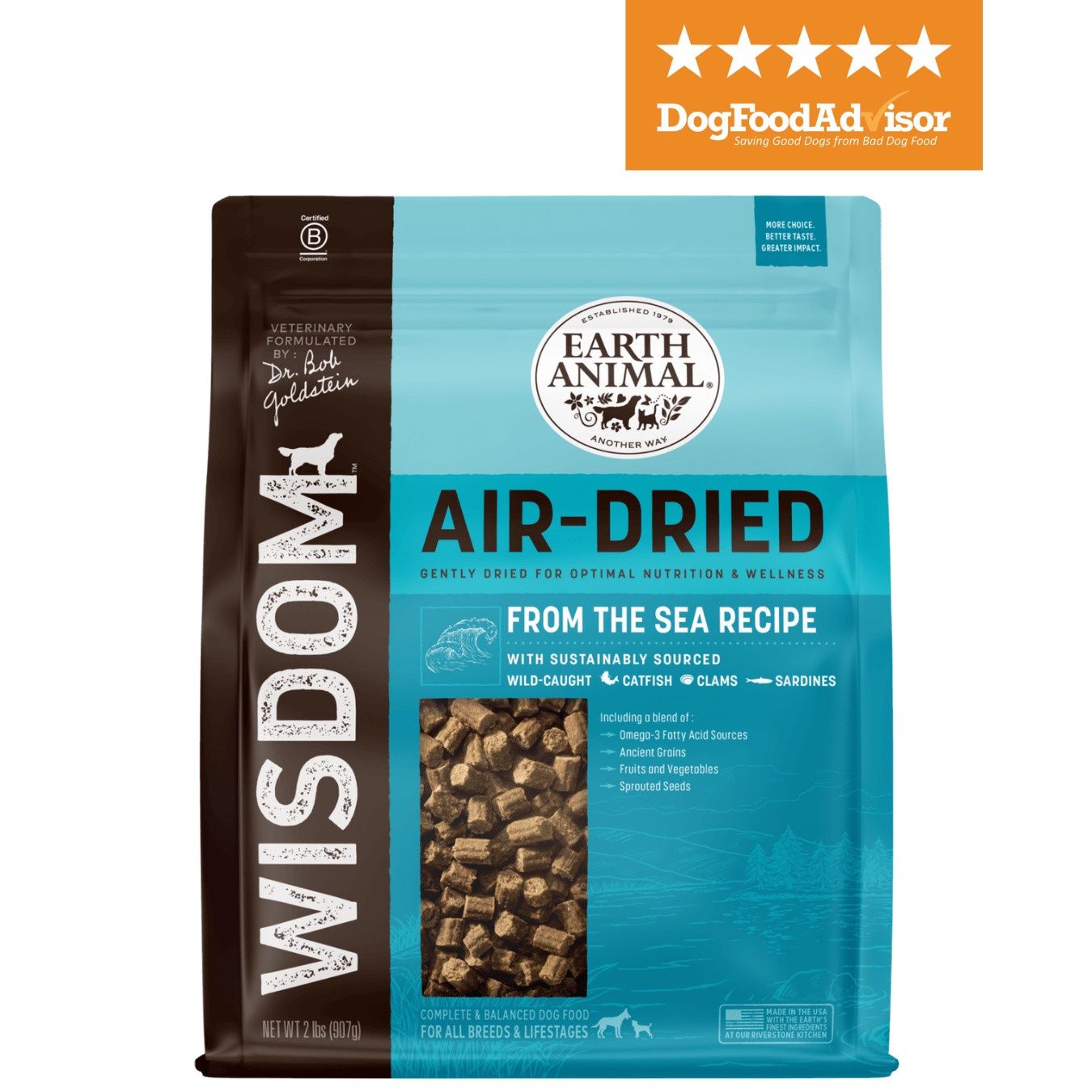 Earth Animal Wisdom From the Sea Recipe Air-Dried Dog Food, Size: 2lb