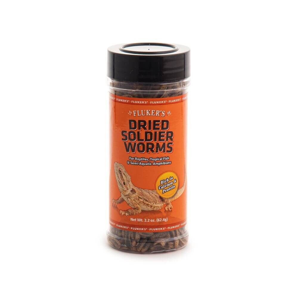 Fluker's Dried Soldier Worms Amphibian and Reptile Food, Package Size: 2.2oz