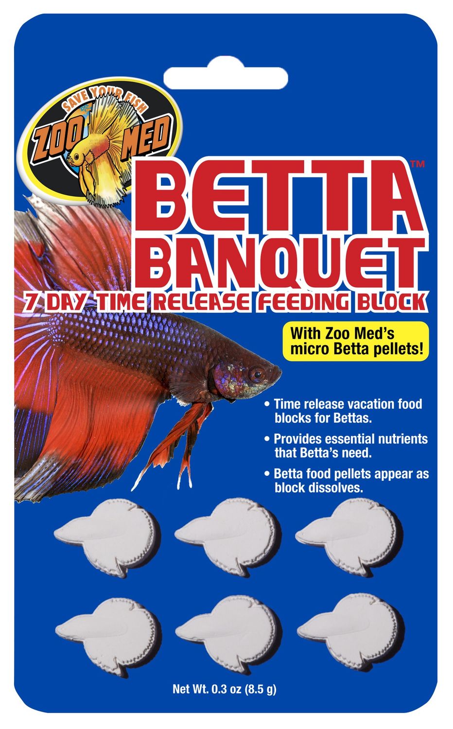 Zoo Med Betta Banquet 7-Day Release Feeding Blocks, Size: 6-pack