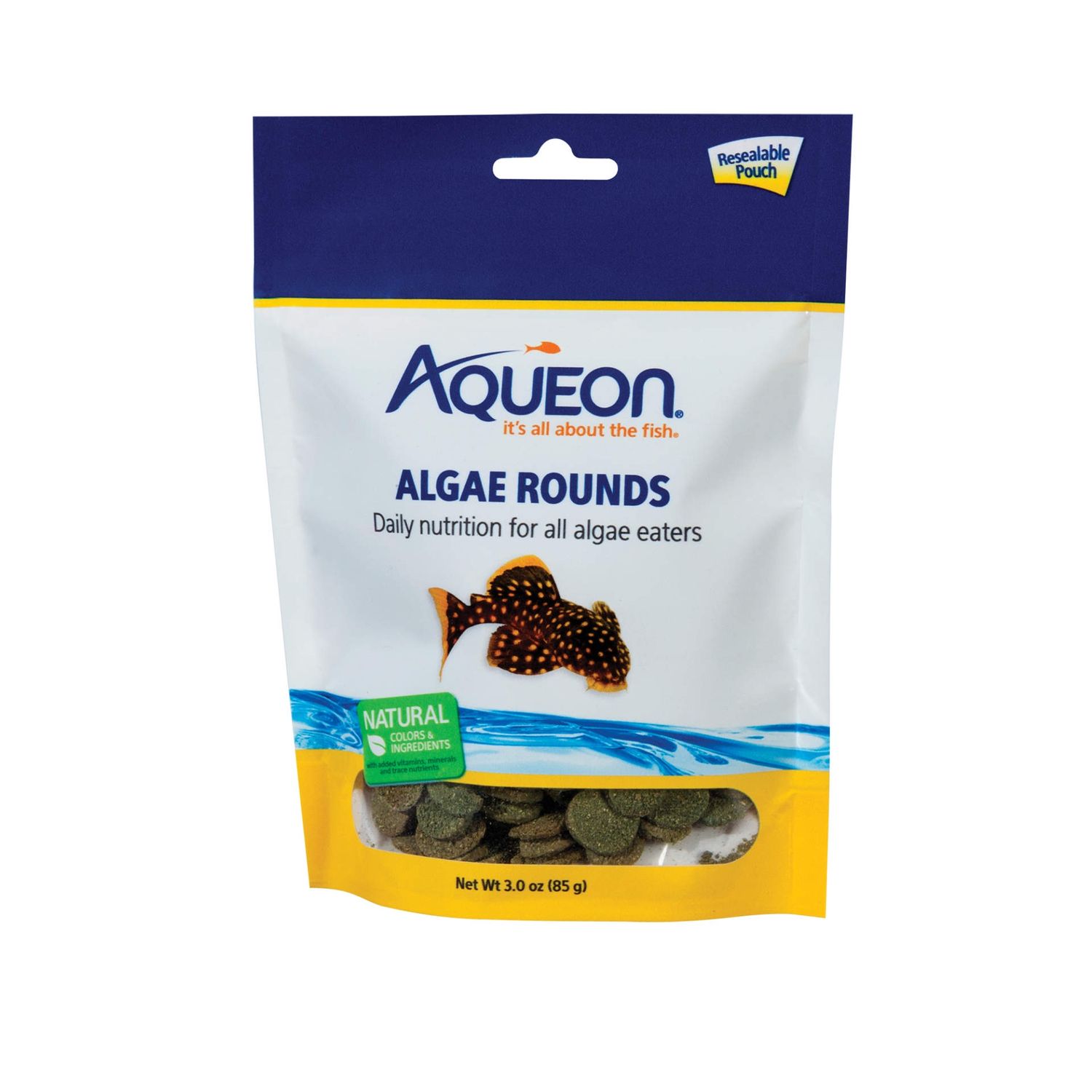 Aqueon Algae Rounds Bottom Feeder Fish Food, Size: 3oz