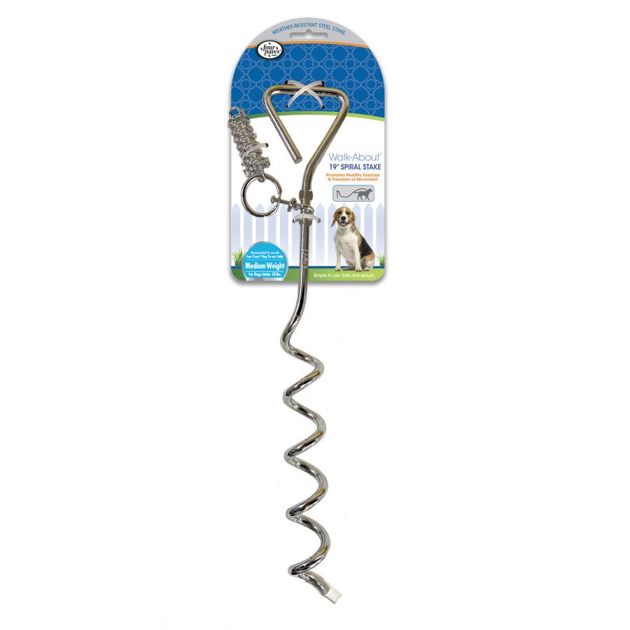 Four Paws Walk About Tie-Out Dog Spiral Stake 19in
