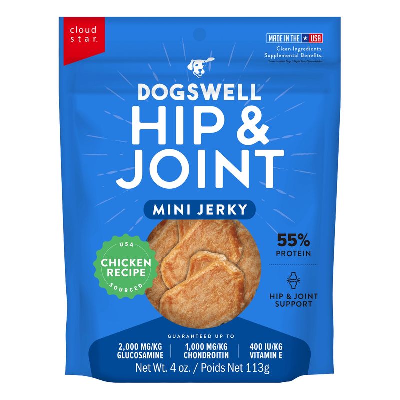 Dogswell Hip &amp; Joint Mini Jerky Dog Treats, Chicken 4 oz.
