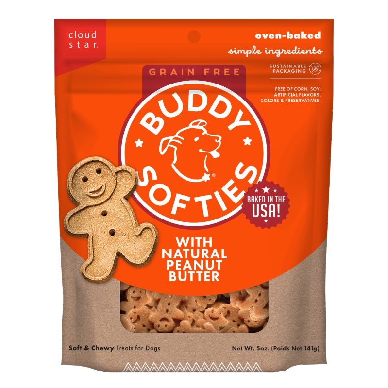 Buddy Biscuits Softies Soft &amp; Chewy Grain Free Dog Treats, Peanut Butter, Package Size: 6 oz.