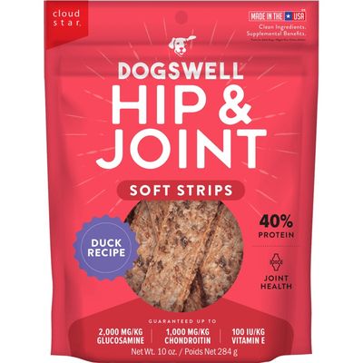 Dogswell Hip &amp; Joint Soft Strips Dog Treats, Duck Recipe