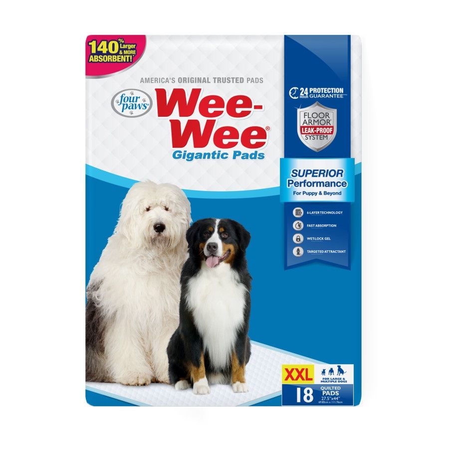 Four Paws Wee-Wee Superior Performance Gigantic Dog Pee Pads, Package Size: 18 count
