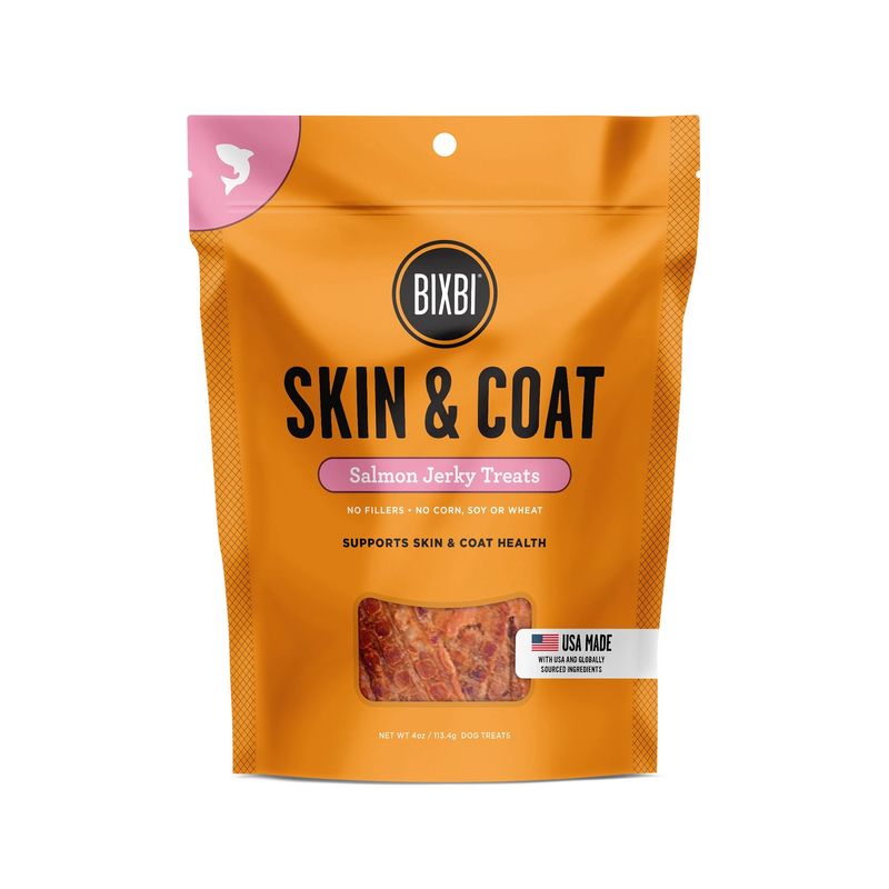 BIXBI Skin &amp; Coat Jerky Salmon Recipe Dog Treat