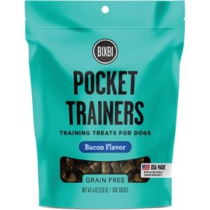 BIXBI Pocket Trainers Semi-Moist Dog Treats, Flavor: Bacon Recipe, Size: 6oz