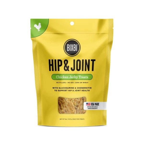 BIXBI Hip &amp; Joint Jerky Dog Treats, Flavor: Chicken Recipe, Size: 12oz