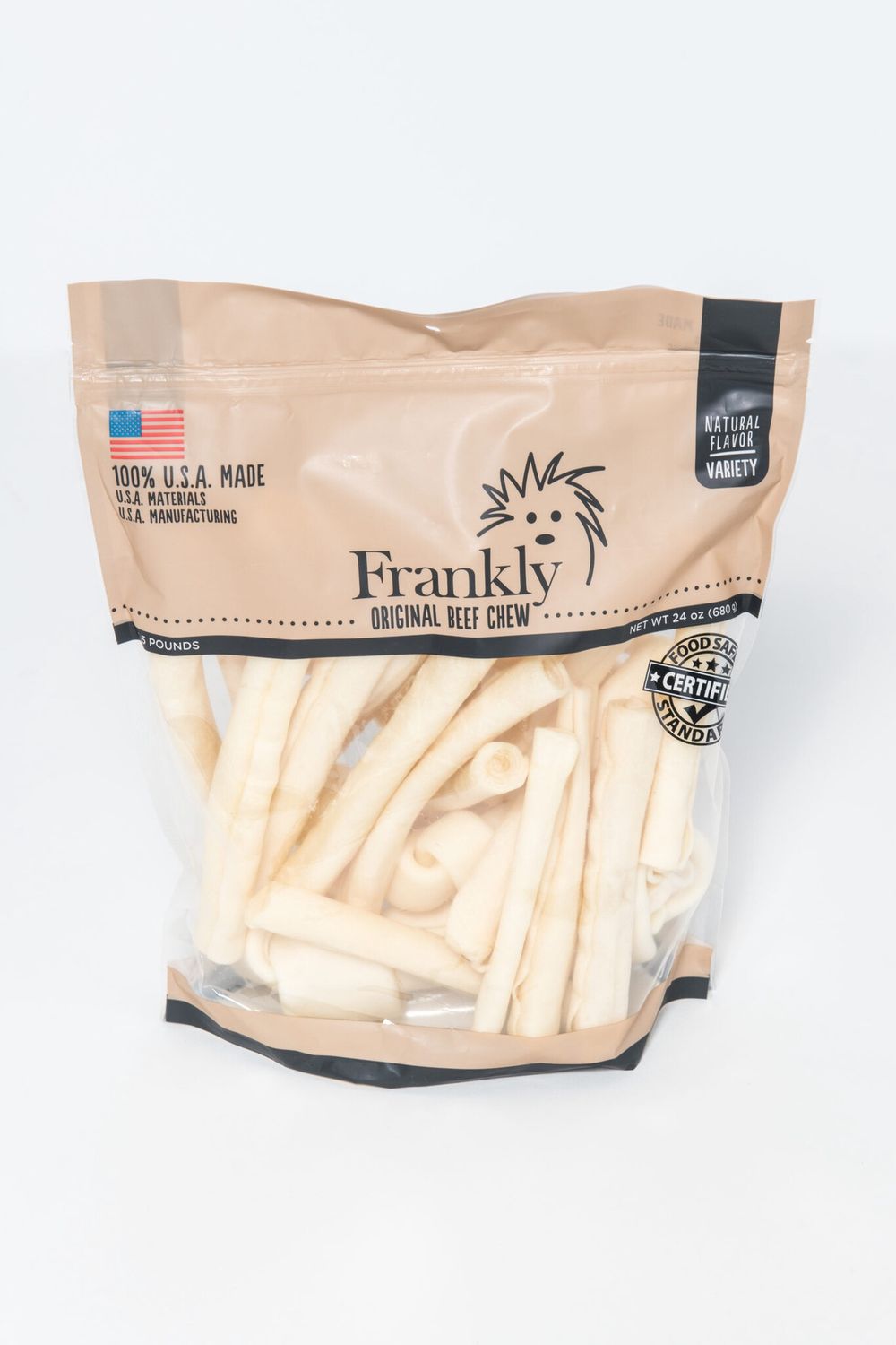 Frankly Beef Collagen Dog Chew Variety Pack 1.5lb., Flavor: Natural