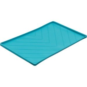 Messy Mutts Silicone Non-Slip Dog Bowl Mat with Raised Edge to Contain the Spills, Medium 20" x 12"