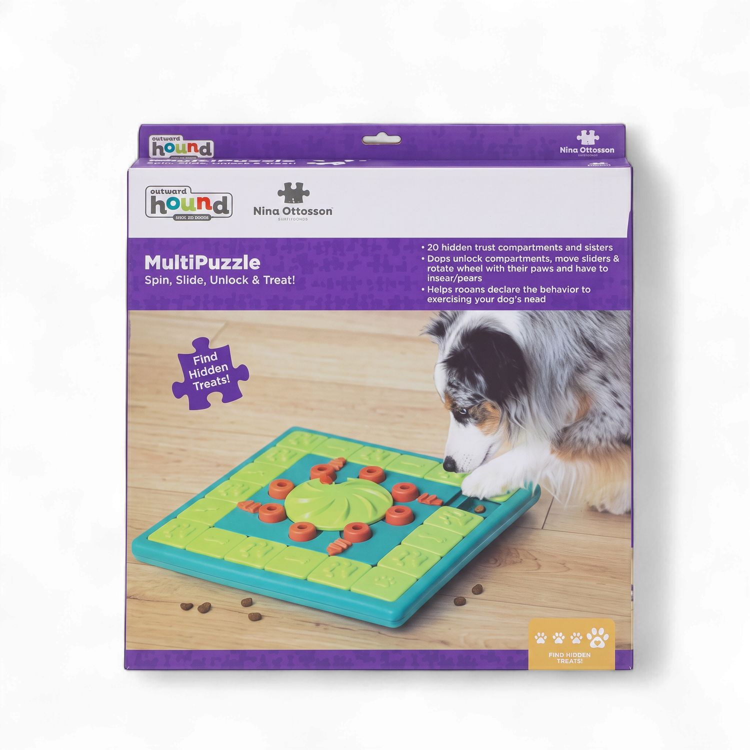 Outward Hound MultiPuzzle Interactive Dog Treat Puzzle Toy, Blue
