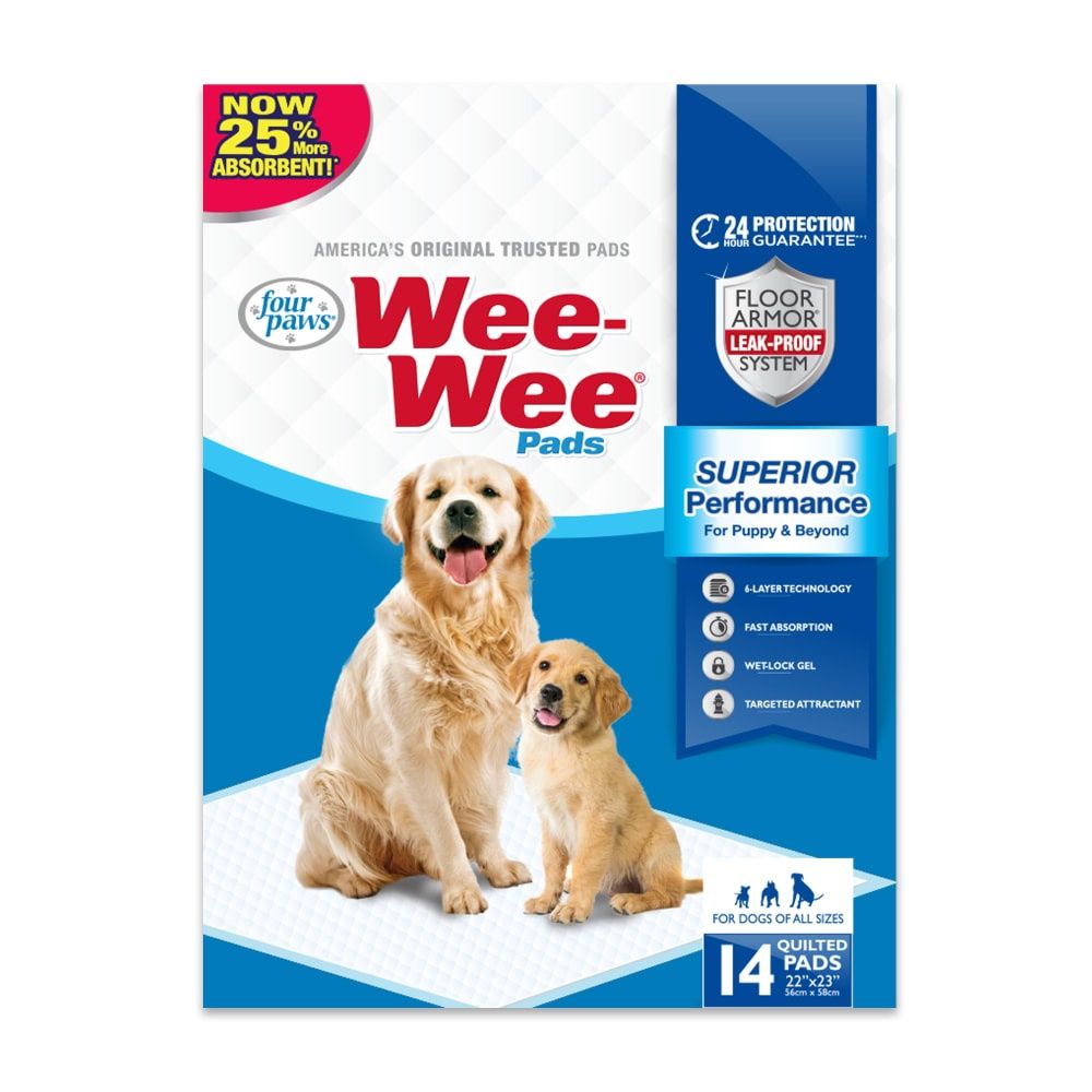 Four Paws Wee-Wee Superior Performance Dog Pee Pads, Package Size: 14 count