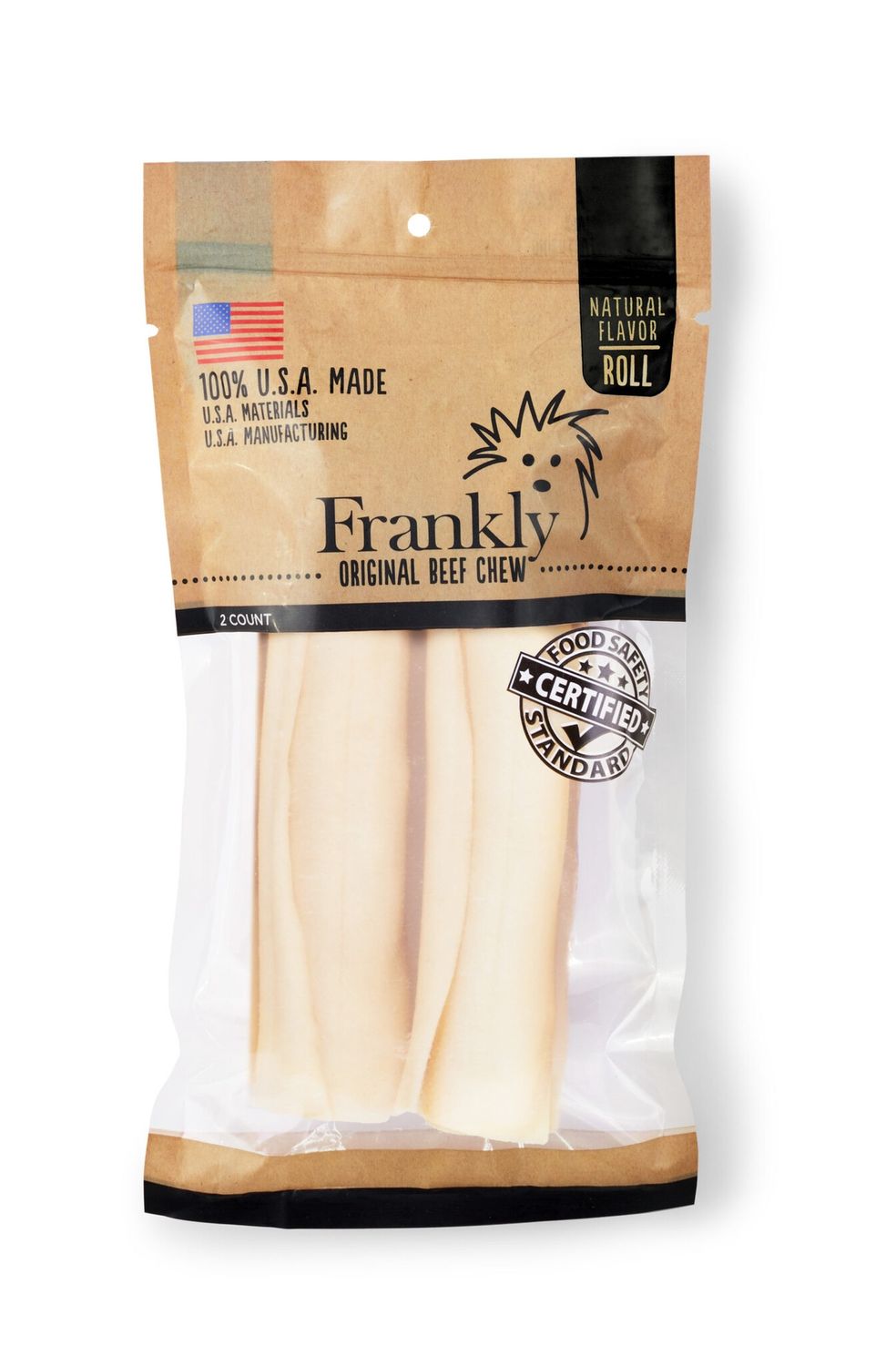 Frankly 7-8" Beef Collagen Rolls Dog Chews 2-Pack, Flavor: Natural