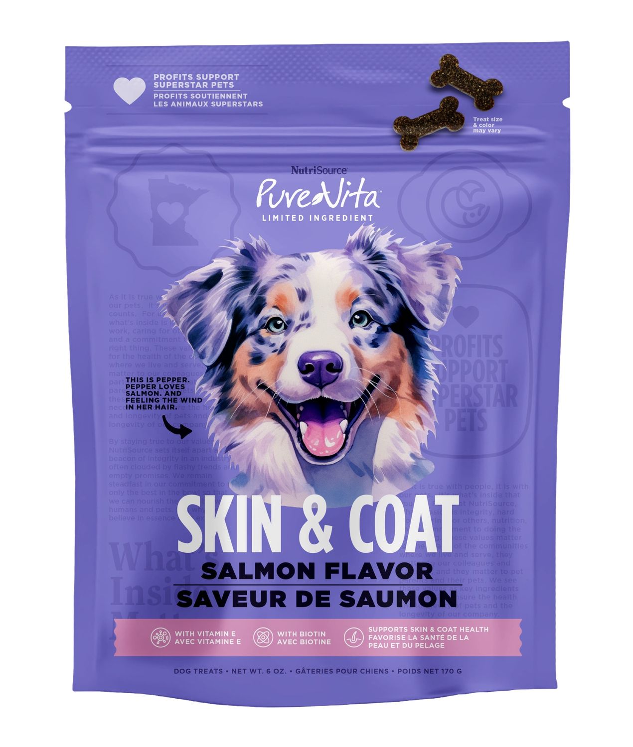 PureVita Skin &amp; Coat Dog Treats, Size: 6oz