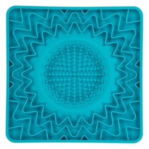 Messy Mutts Framed Spill Resistant Silicone Dog Lick Bowl Mat, Enrichment Dog Feeder, Color: Blue