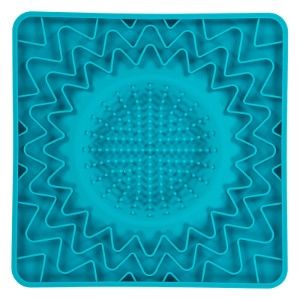 Messy Mutts Framed Spill Resistant Silicone Dog Lick Bowl Mat, Enrichment Dog Feeder, Color: Blue