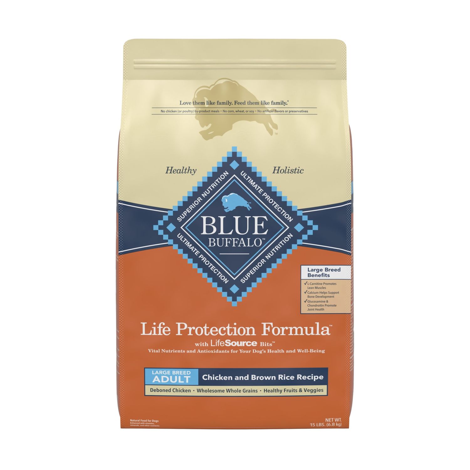Blue Buffalo Life Protection Formula Large Breed Chicken &amp; Brown Rice Dry Dog Food, Size: 15lb