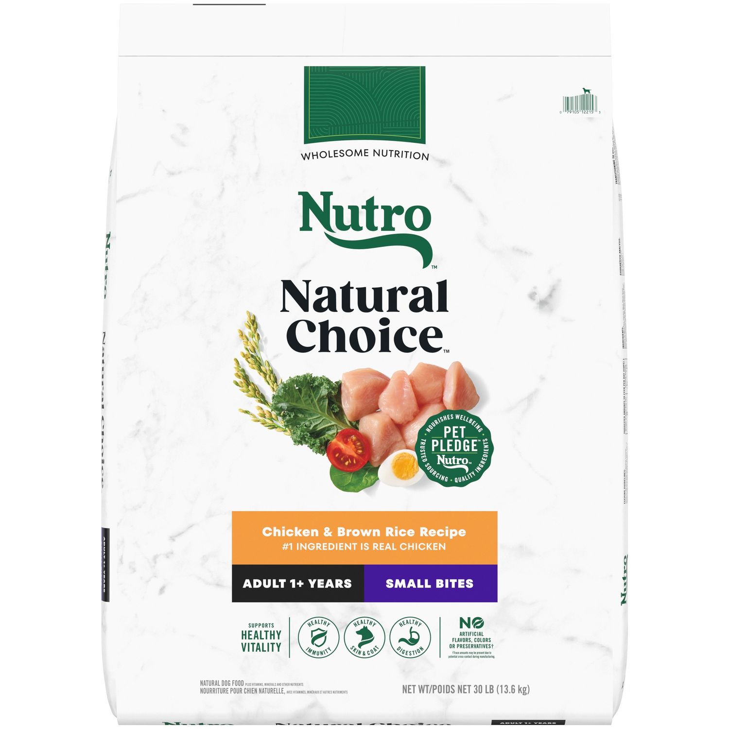 Nutro Natural Choice Chicken &amp; Brown Rice Small Bites Dry Dog Food, Size: 30lb