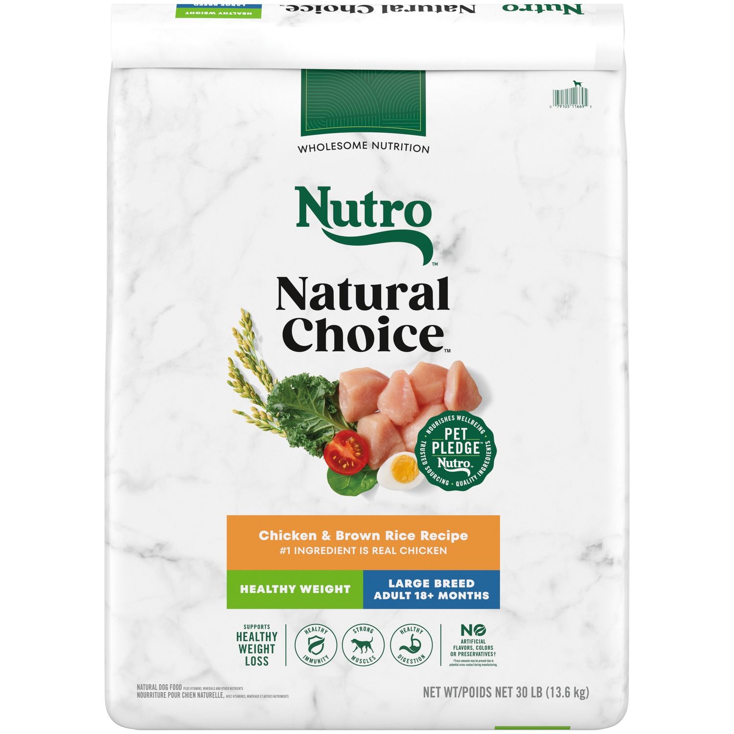 Nutro Natural Choice Chicken &amp; Brown Rice Large Breed Healthy Weight Dry Dog Food, Size: 30lb