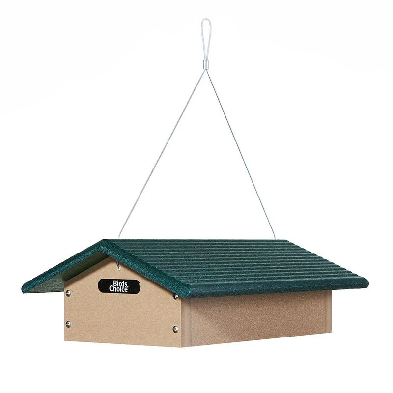 Birds Choice Suet Bird Feeder Upside Down for Two Cakes in Taupe and Green Recycled Plastic