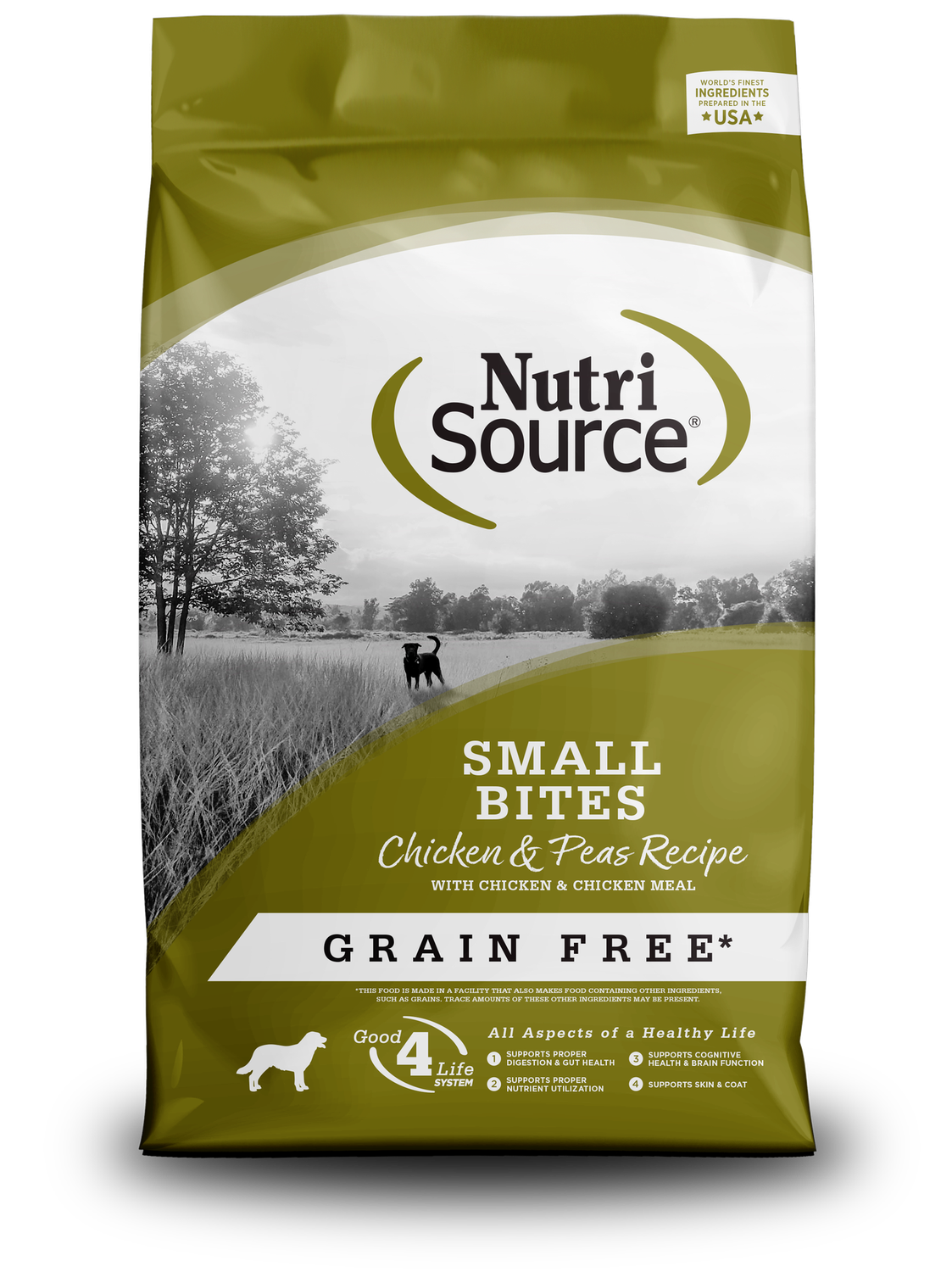 NutriSource Small Bites Chicken &amp; Peas Grain Free Dry Dog Food, Size: 4LB