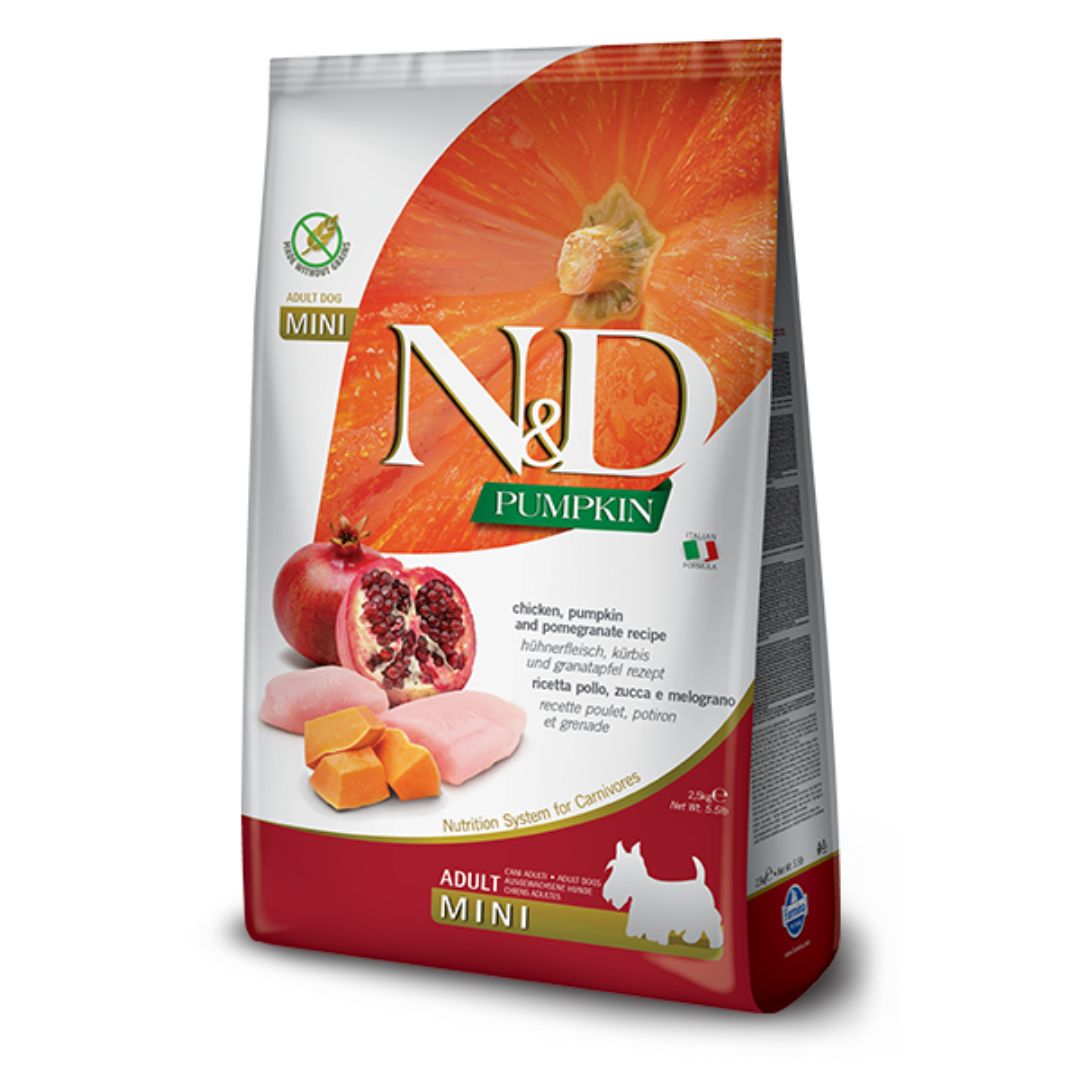 Farmina N&amp;D Pumpkin, Chicken, and Pomegranate Dry Dog Food, Kibble Size: Mini, Size: 5.5LB