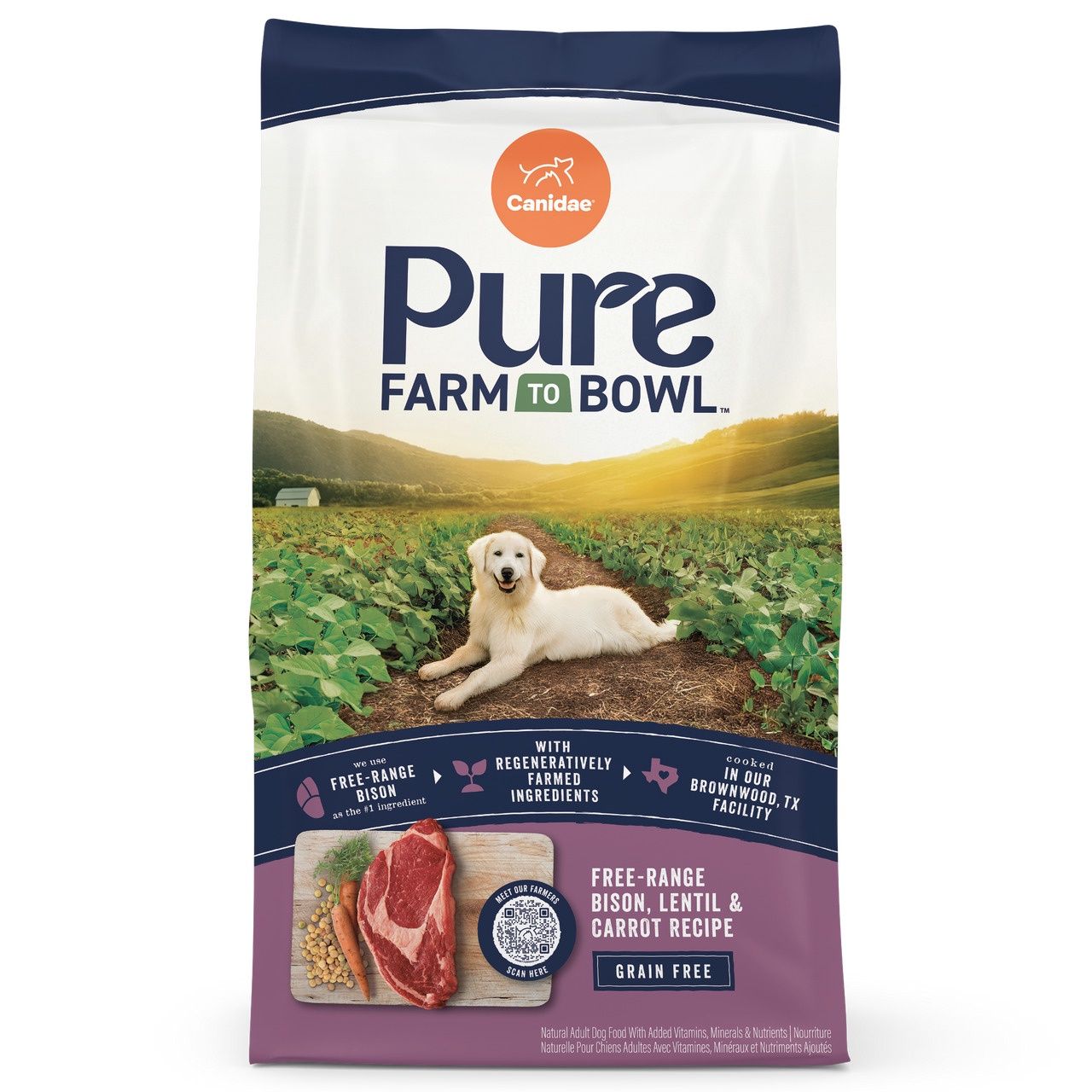 Canidae Pure Farm To Bowl Free-Range Bison, Lentil &amp; Carrot Dry Dog Food, Size: 21lb