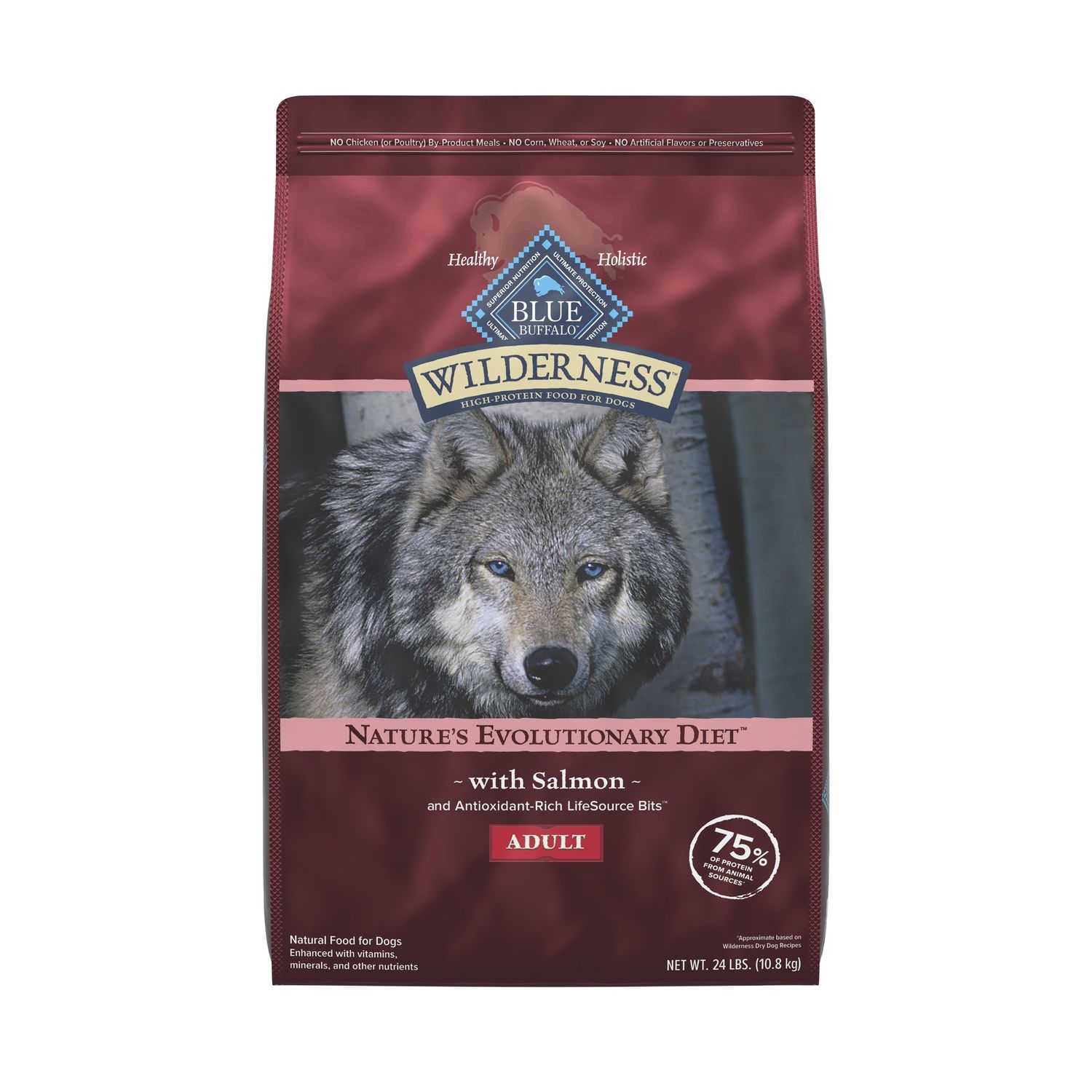 Blue Buffalo Wilderness Salmon &amp; Wholesome Grains Dry Dog Food, Size: 24lb