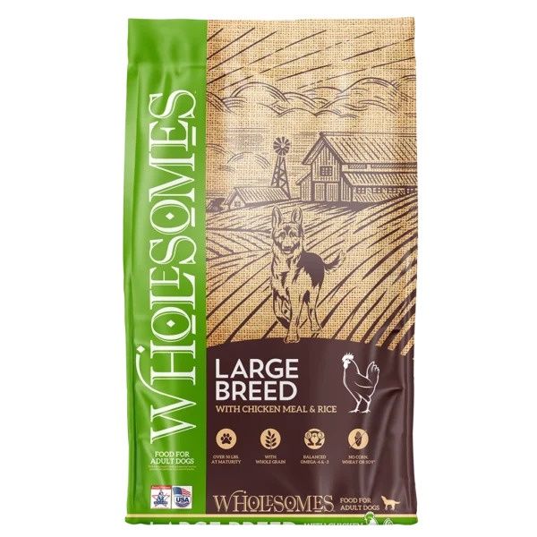 Wholesomes Large Breed Chicken Meal &amp; Rice Dry Dog Food, Size: 40lb