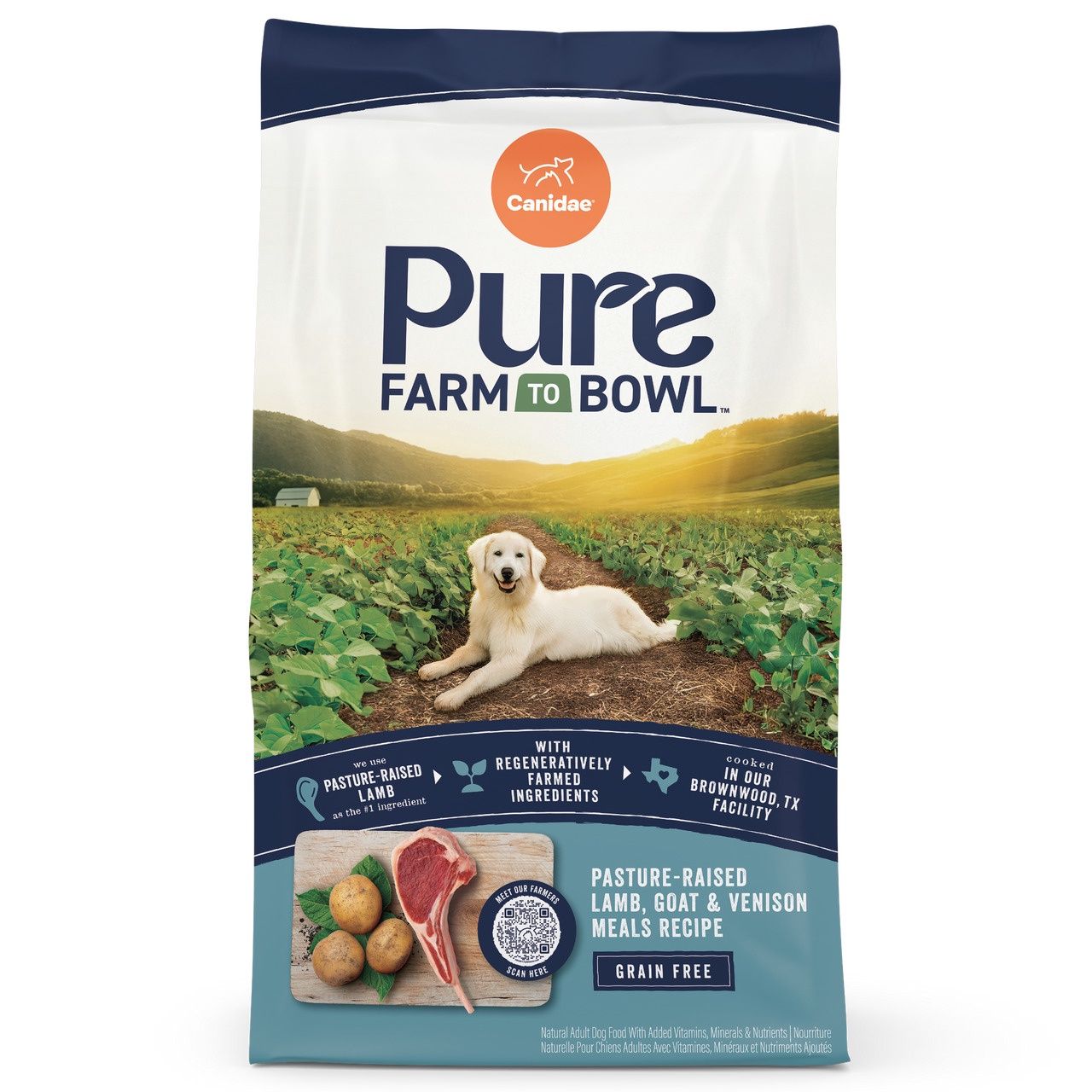 Canidae Pure Farm To Bowl Pasture-Raised Lamb, Goat &amp; Venison Dry Dog Food, Size: 12lb