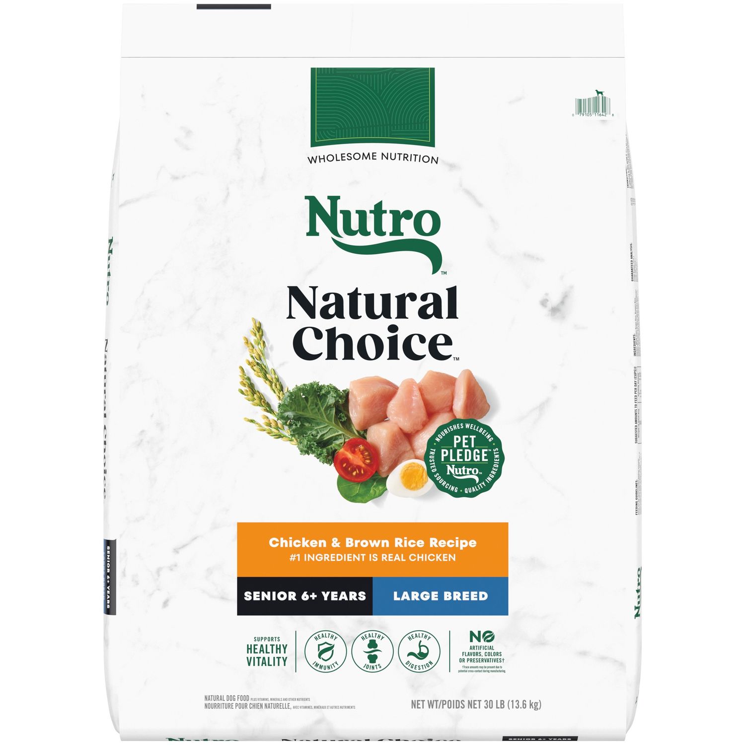 Nutro Natural Choice Chicken &amp; Brown Rice Large Breed Senior Dry Dog Food, Size: 30lb