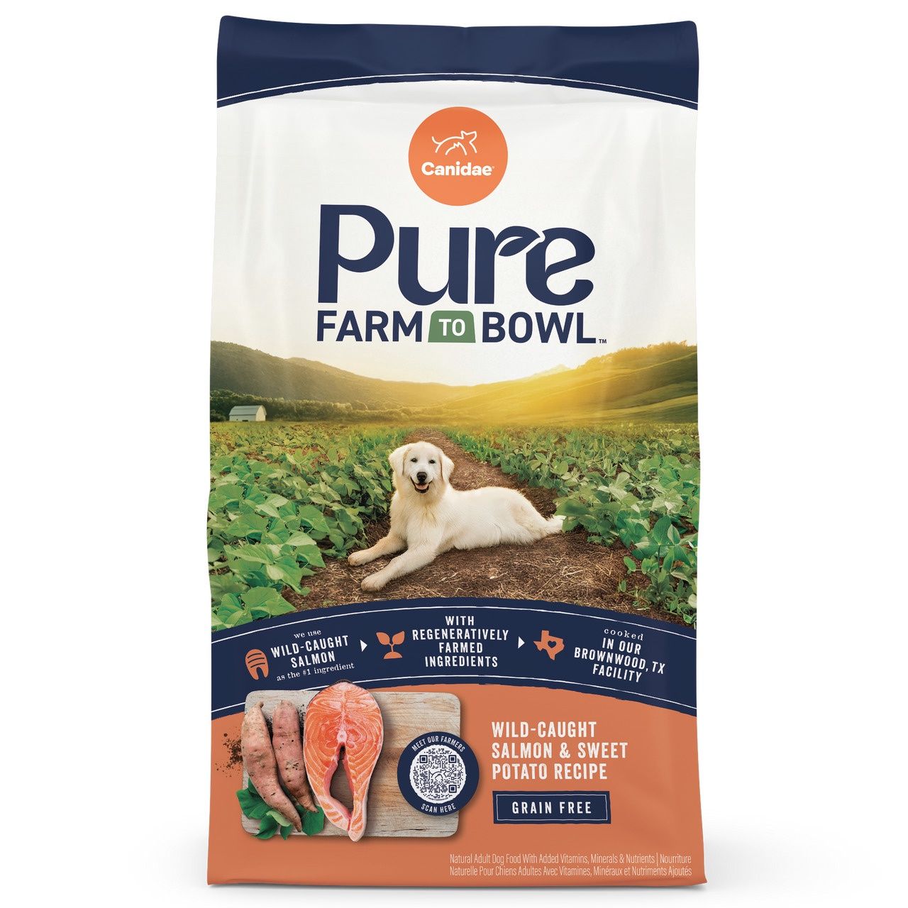 Canidae Pure Farm to Bowl Wild-Caught Salmon &amp; Sweet Potato Dry Dog Food, Size: 22lb