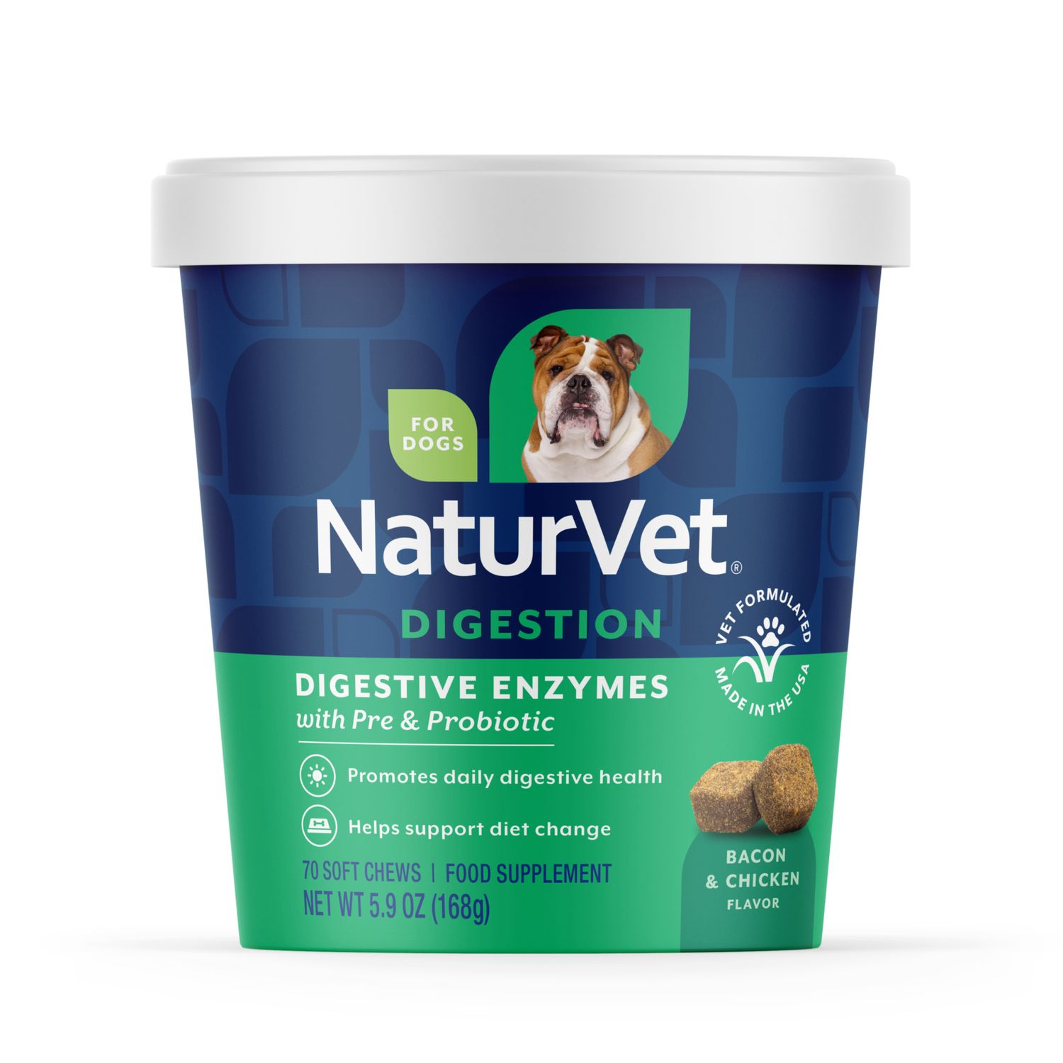 NaturVet Digestive Enzymes Soft Chews, Size: 70 Count