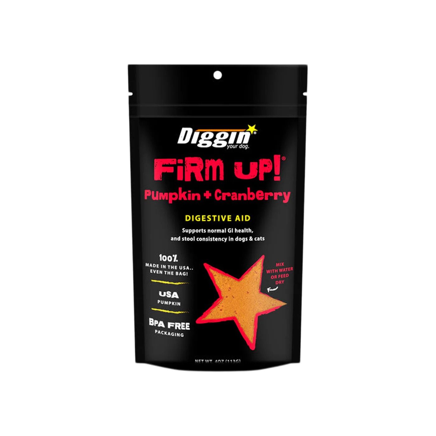 Diggin Your Dog Firm Up! Dehydrated Pumpkin Supplement for Dogs - Pumpkin + Cranberry, Package Size: 4oz