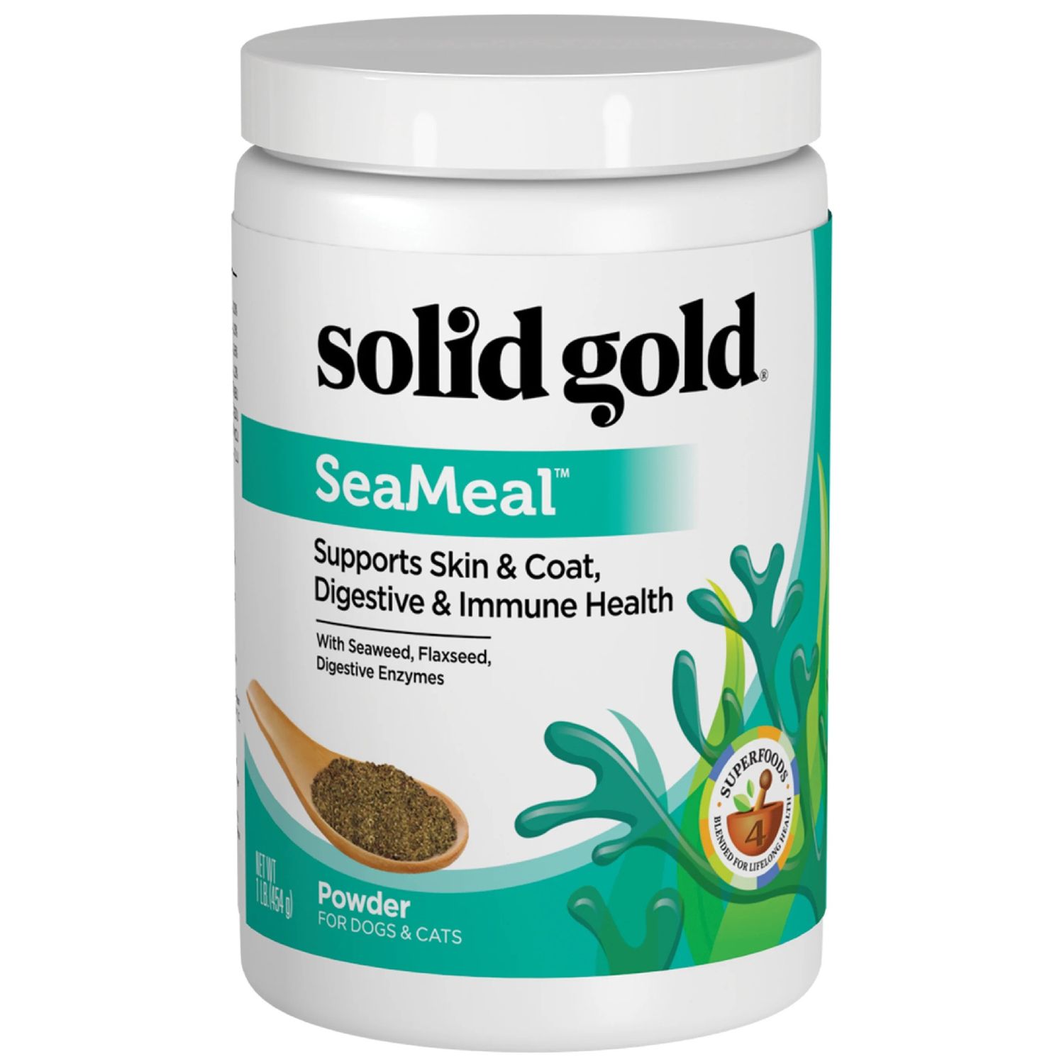 Solid Gold SeaMeal™ Daily Wellness Supplement Powder for Dogs &amp; Cats, Package Size: 1 lb