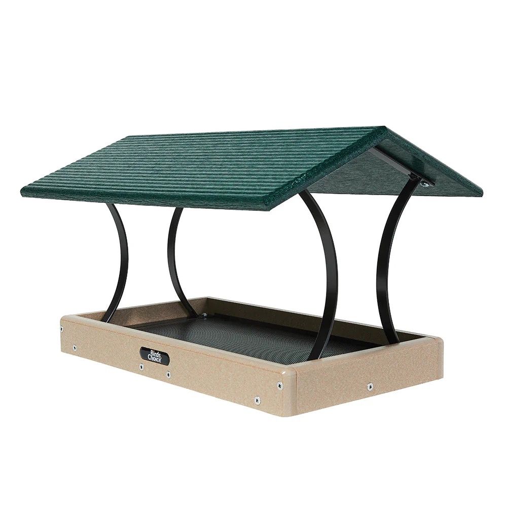Birds Choice Fly-Thru Bird Feeder in Taupe and Green Recycled Plastic Medium