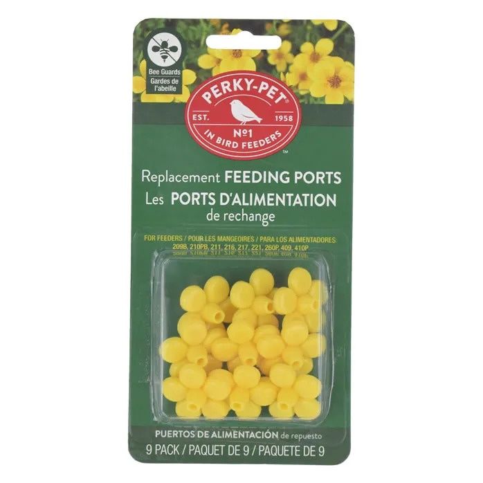 Perky-Pet® Yellow Replacement Flower Feeding Ports with Bee Guards, Package Size: 9/pack