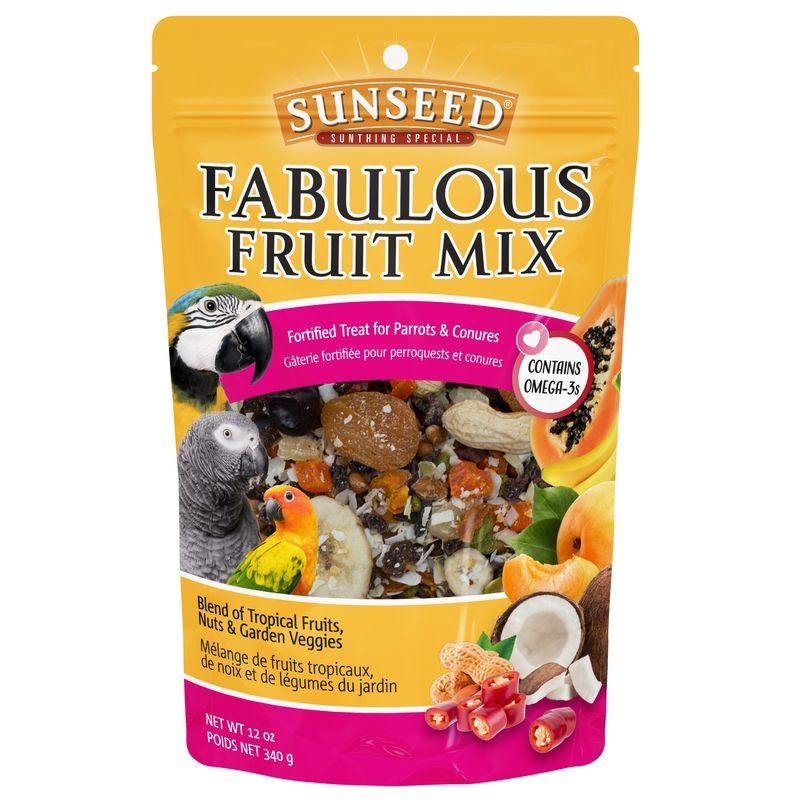 Sunseed Fabulous Fruit Mix Treat for Parrots and Conures, Size: 12OZ