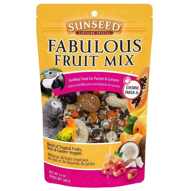 Sunseed Fabulous Fruit Mix Treat for Parrots and Conures, Size: 12oz