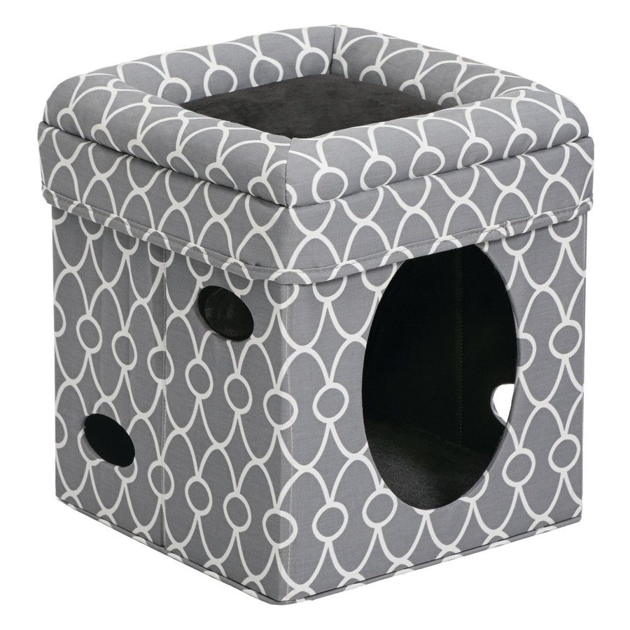 MidWest Homes for Pets Curious Cat Cube, Color: Geometric Grey