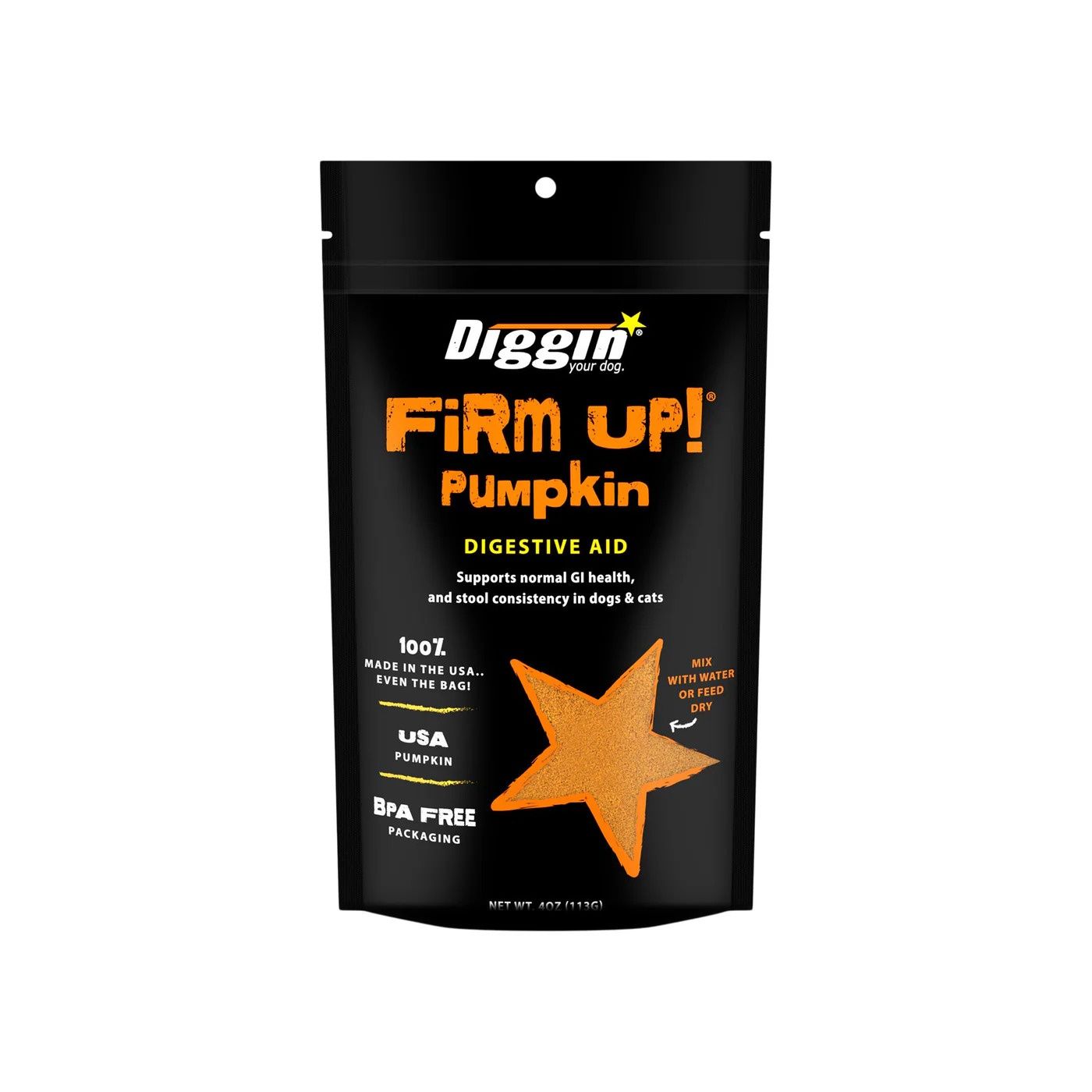 Diggin Your Dog Firm Up! Dehydrated Pumpkin Supplement for Dogs - Pumpkin, Package Size: 4oz