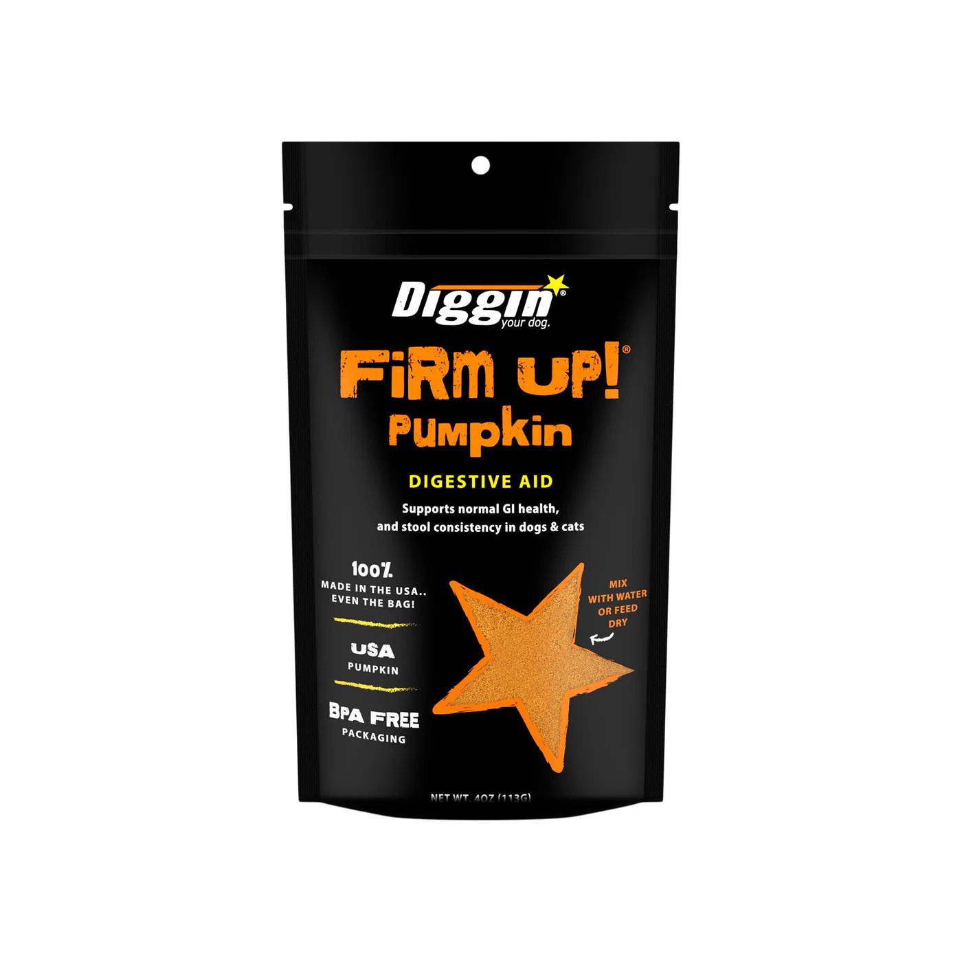 Diggin Your Dog Firm Up! Dehydrated Pumpkin Supplement for Dogs - Pumpkin, Package Size: 4oz