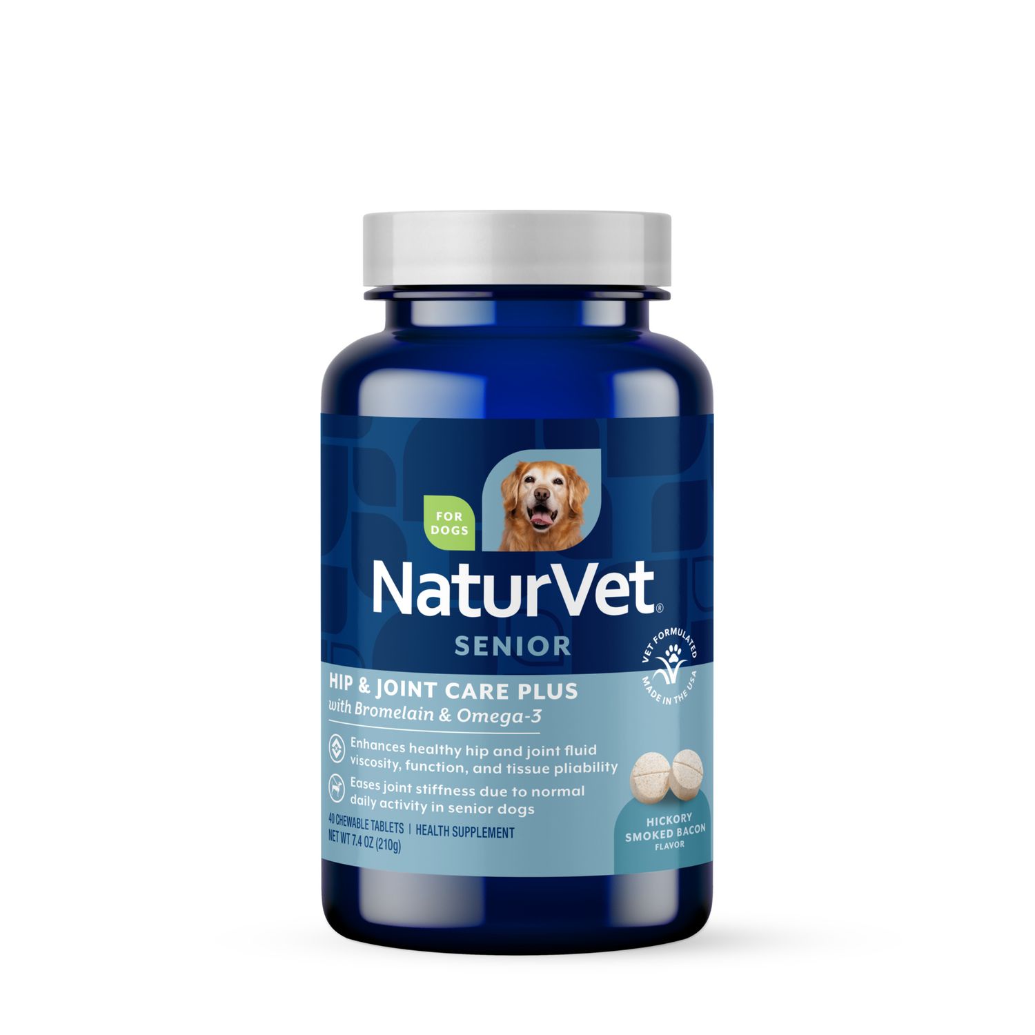 NaturVet Hip &amp; Joint Care Plus Senior Chewable Tablets, Size: 40 Count